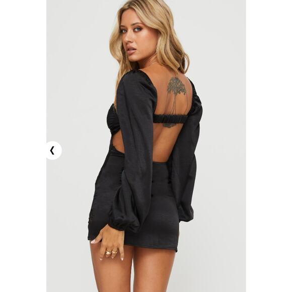 Princess Polly Kato Long Sleeve Mini Dress Black Size 8 - Picture 3 of 6